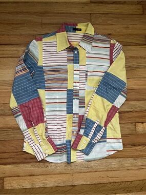 J. Crew Vintage Patchwork Striped Button-Up Shirt